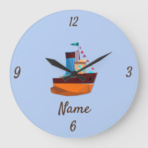 Cute Tiny Tugboat Thunder-Cove Große Wanduhr