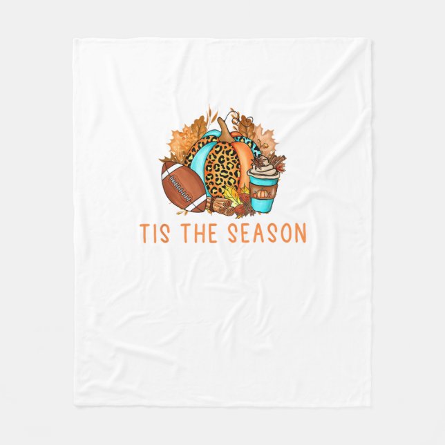 Cute Tis The Season Pumpkin Spice Latte Fall Footb Fleecedecke (Vorderseite)
