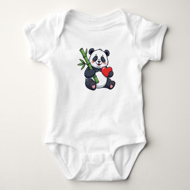 Cute Toddler Panda Design – Adorable Panda Illustr Baby Strampler (Vorderseite)