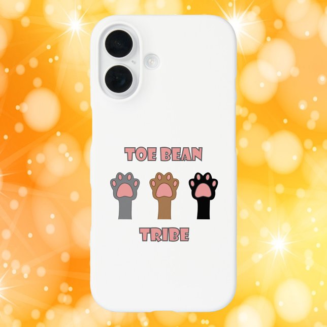 Cute Toe Bean Cat Paw Trio Design Case-Mate iPhone Hülle (A phone case with cute cat paws and the words Toe Bean Tribe.)
