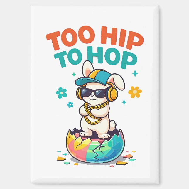Cute Too Hip to Hop Bunny Illustration Magnet (Vorderseite)