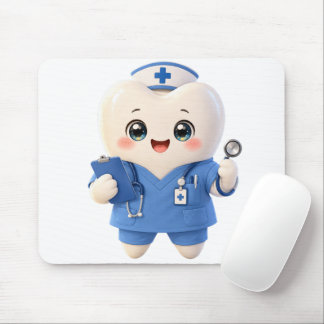 Cute Tooth Nurse Mouse Pad | Dental Gift Mousepad