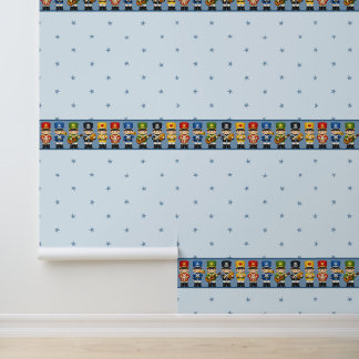 Cute Toy Soldier Nursery Border on Soft Blue Tapete