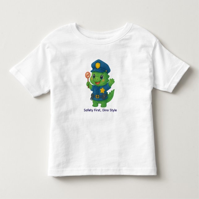 Cute Traffic Police Dinosaur – Dino Jobs Kleinkind T-shirt (Vorderseite)