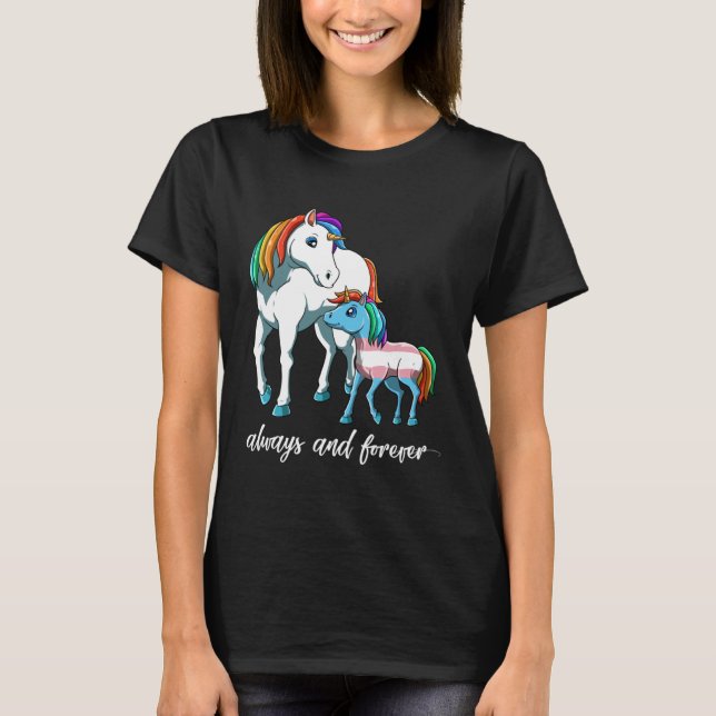 Cute Transgender Unicorn Mama T-Shirt (Vorderseite)
