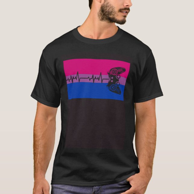 Cute Trendy Gamer Love Gay Bisexual Pride Flag Aes T-Shirt (Vorderseite)