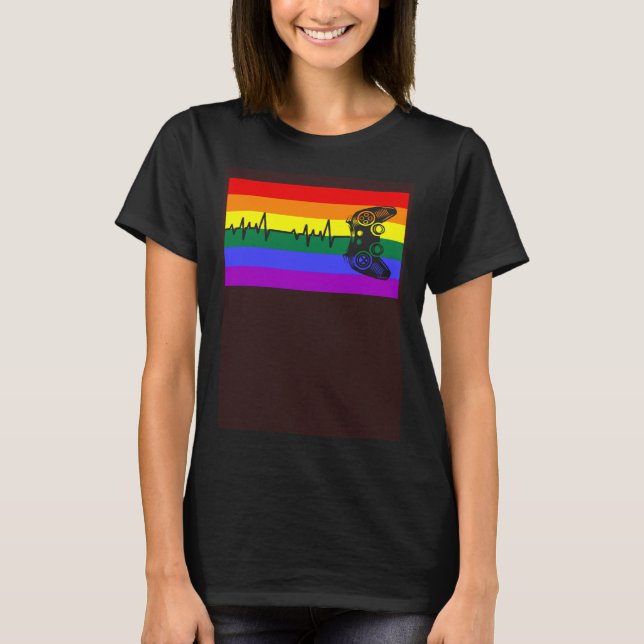 Cute Trendy Gamer Love LGBTQ Gay Pride Flag Queer T-Shirt (Vorderseite)