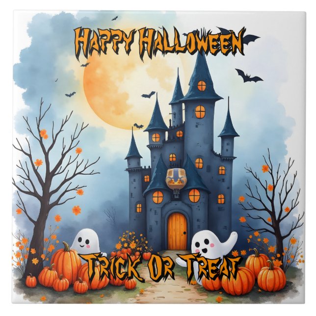 Cute Trendy Halloween Spooky Collection Fliese (Vorderseite)