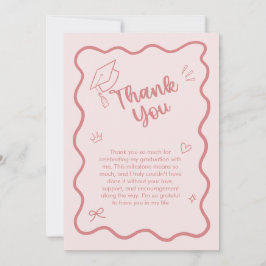 Cute Trendy Pink Wavy Border Graduation Dankeskarte