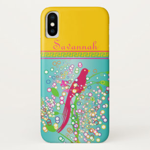 Cute Trendy Rosa Schwalbe Vogel Kreis Burst Aqua Case-Mate iPhone Hülle