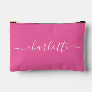Cute Trendy Script Name Personalisiert Hot Pink Zubehörtasche