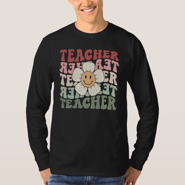 Cute Trendy Teacher Flower Retro Teacher T-Shirt (Vorderseite)