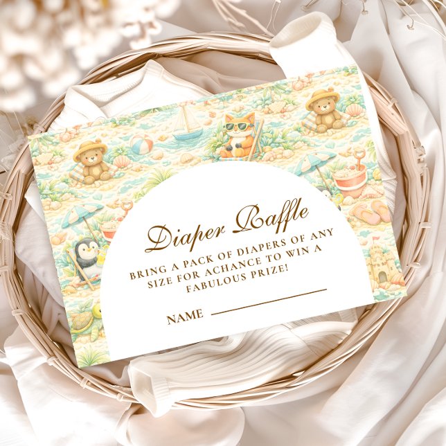 Cute Tropical Animal Party Diapper Raffle Begleitkarte (Von Creator hochgeladen)