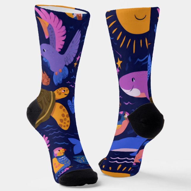 Cute Tropical Animals Crew Socks Gift Socken (Gewinkelt)