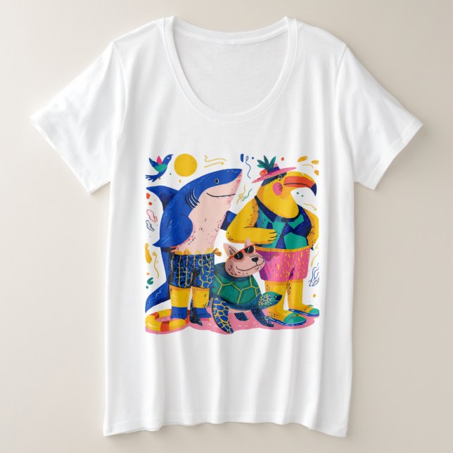 Cute Tropical Animals T-Shirt Gift (Design vorne)