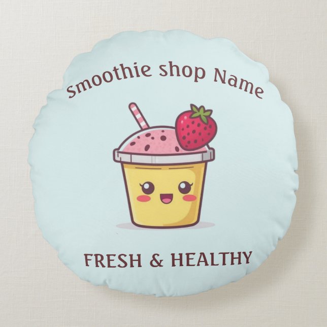 Cute Tropical Fruit Smoothies Fruit Kitchen shop Rundes Kissen (Vorderseite)
