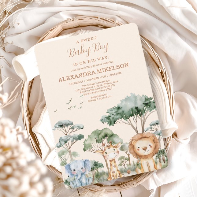 Cute Tropical Jungle Safari Animals Baby Shower Einladung (Von Creator hochgeladen)