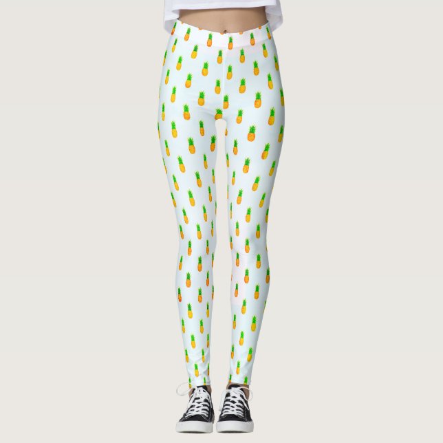 Cute Tropical Pineapple Pattern Leggings (Vorderseite)