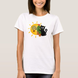 Cute Tshirt with black cat and cactus