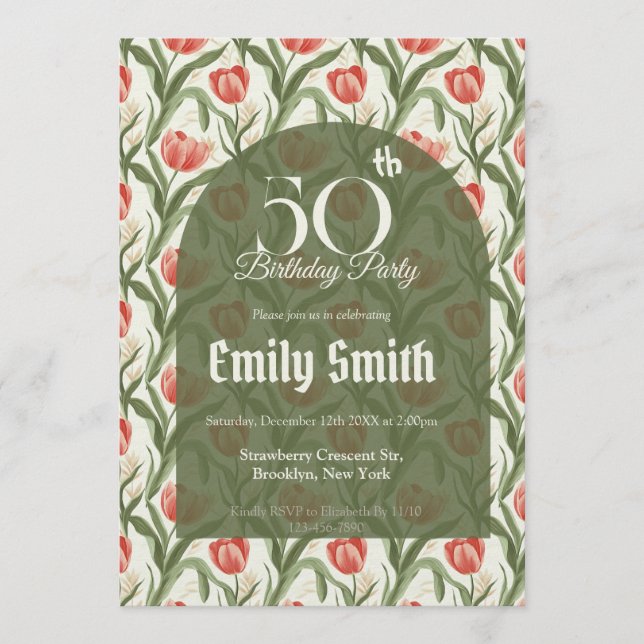 Cute Tulip Themed 20Th Birthday Einladung (Vorderseite)