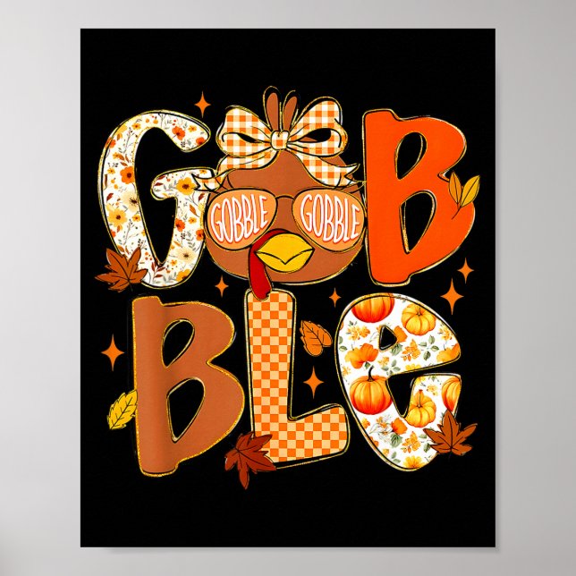 Cute Turkey Camo Happy Thanksgiving Fall Kids Boy  Poster (Vorne)