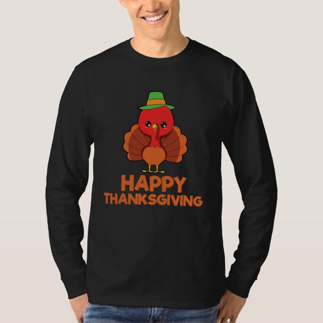 Cute Turkey Happy Thanksgiving T-Shirt (Vorderseite)