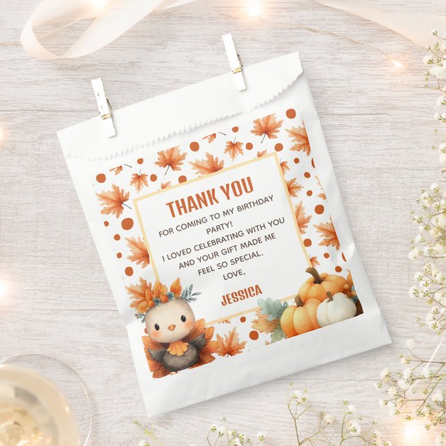 Cute Turkey Thanksgiving 1st Birthday Thank You Geschenktütchen (Ausgeschnitten)