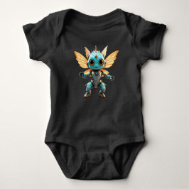 Cute Turquoise Dancing Robot Pixie Baby Strampler
