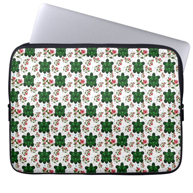 Cute Turtle and Floral Seamless Pattern  Laptopschutzhülle (Vorderseite)