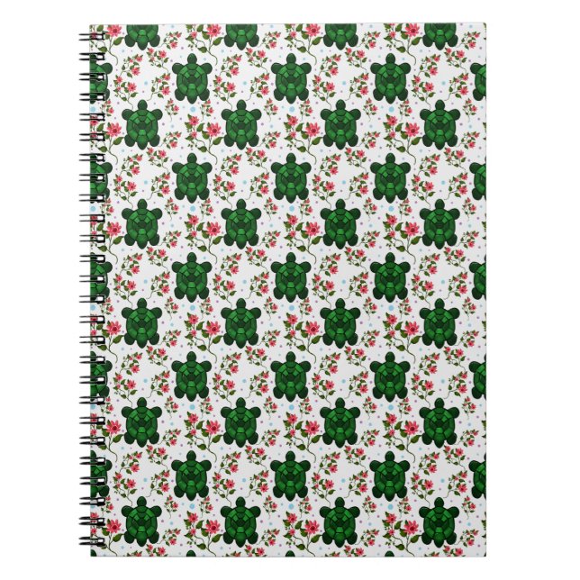 Cute Turtle and Floral Seamless Pattern  Notizblock (Vorderseite)