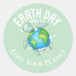 Cute Turtle Earth Day Nature Eco Custom Runder Aufkleber