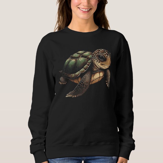 Cute Turtle Illustration Sweatshirt (Vorderseite)