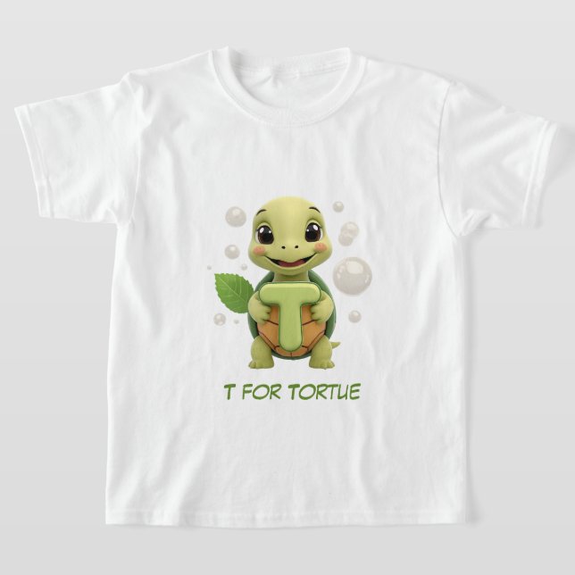 Cute Turtle Kids T-Shirt | T is for Tortue Alphabe (Ablage )