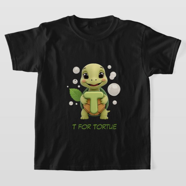 Cute Turtle Kids T-Shirt | T is for Tortue Alphabe (Ablage )