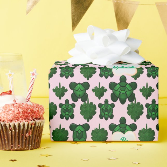 Cute Turtle Leaves Seamless Pattern, Tropical  Geschenkpapier (Geburtstagsparty)