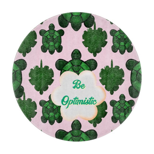 Cute Turtle Leaves Seamless Pattern, Tropical  Schneidebrett (Vorderseite)