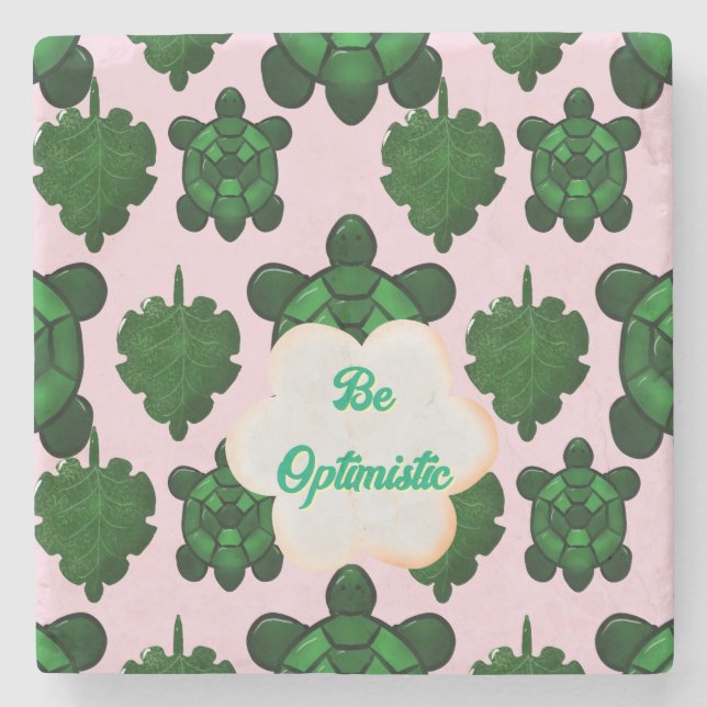 Cute Turtle Leaves Seamless Pattern, Tropical  Steinuntersetzer (Vorderseite)