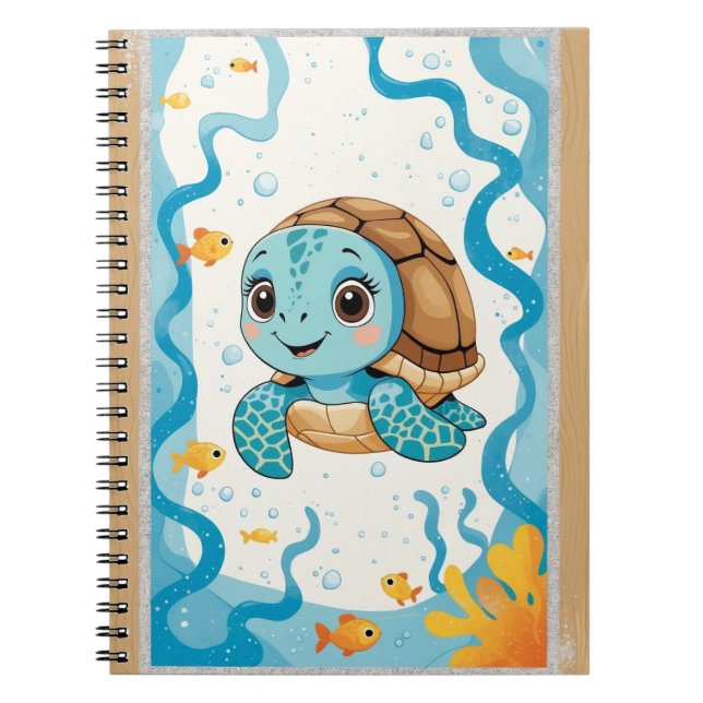 Cute Turtle Notebook, Ocean Theme Journal, Kawaii  Notizblock (Vorderseite)