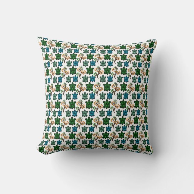 Cute Turtle Seamless Pattern | Ocean Animal Repeat Kissen (Vorderseite)