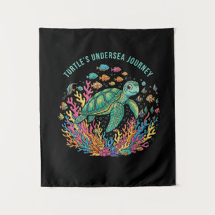 Cute Turtles Unterwasserreise Farbiger Ozean Wandteppich