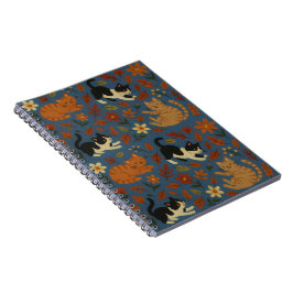 Cute Tuxedo and Orange Tabby Cats Autumn Notizblock