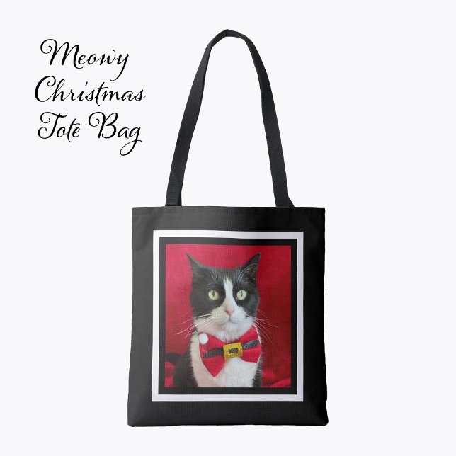 Cute Tuxedo Cat Christmas Tote Bag (Von Creator hochgeladen)