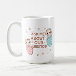Cute Twin Baby Burrito Announcement Illustration Kaffeetasse