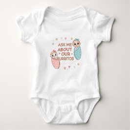 Cute Twin Baby Burrito Announcement Illustration Strampler