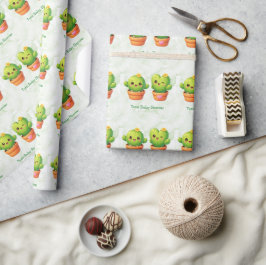 Cute Twin Cactus Baby Shower Geschenkpapier