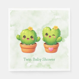 Cute Twin Cactus Baby Shower Serviette