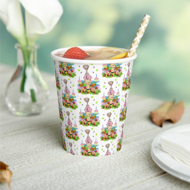 Cute Twin Cupcake Happy Birthday Paper Cup  Pappbecher (In Situ)