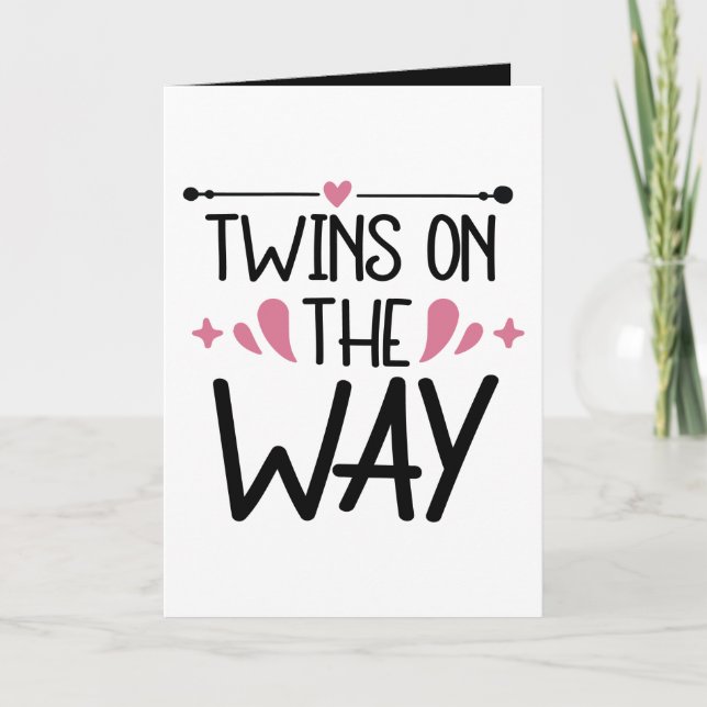 Cute twins word art add message inside  karte (Vorderseite)