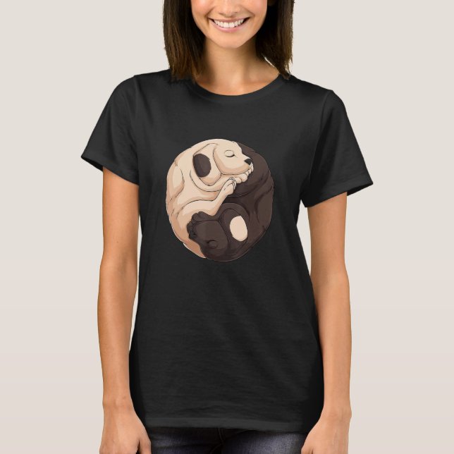 Cute Two Dogs Asian Japanese Yin And Yang Symbol M T-Shirt (Vorderseite)