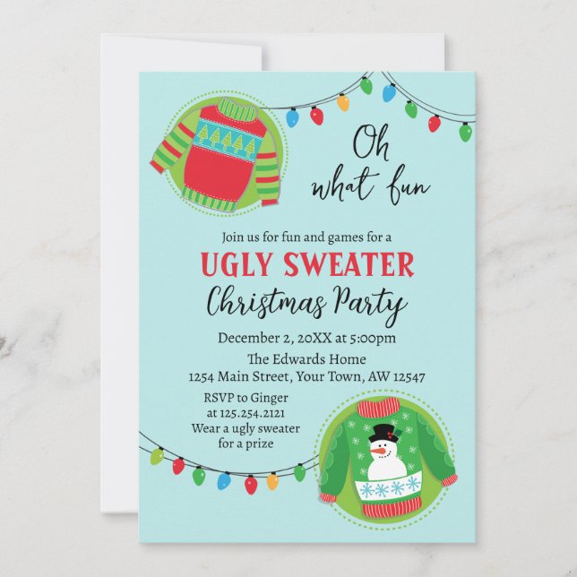 Cute ugly sweater Christmas Holiday Invitation Einladung (Vorderseite)